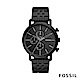 FOSSIL 44MM LUTHE 時尚簡約三眼鋼帶男錶-黑色 product thumbnail 1