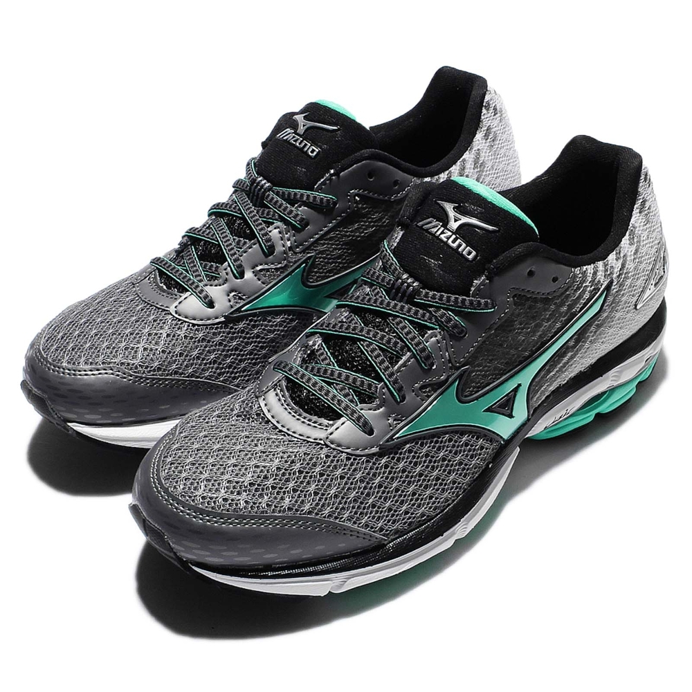 Mizuno 慢跑鞋 Wave Rider 19 W 女鞋 黑灰 綠 路跑 運動鞋 美津濃 J1GD1603-34