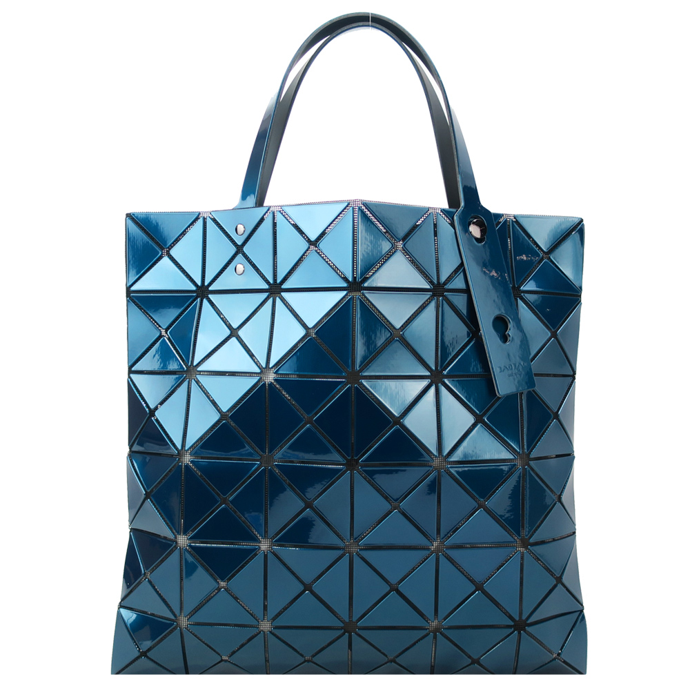 ISSEY MIYAKE 三宅一生BAOBAO 金屬亮面方格6x6手提包(藍)