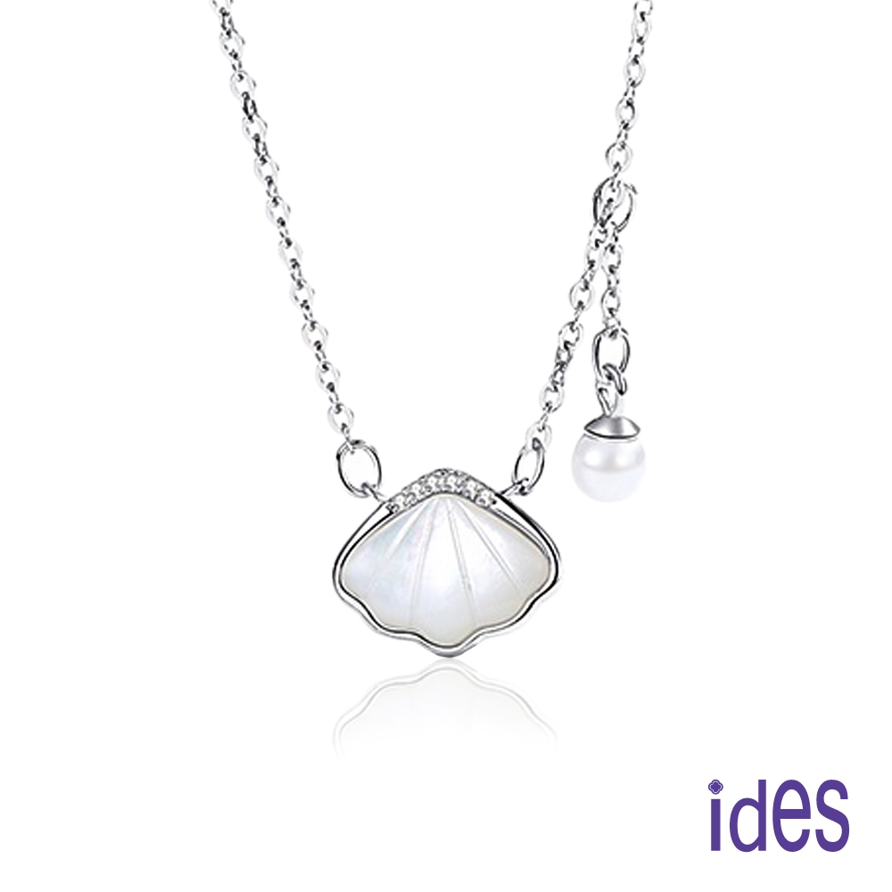 ides愛蒂思 時尚輕珠寶淡水貝珠晶鑽項鍊鎖骨鍊/貝殼戀