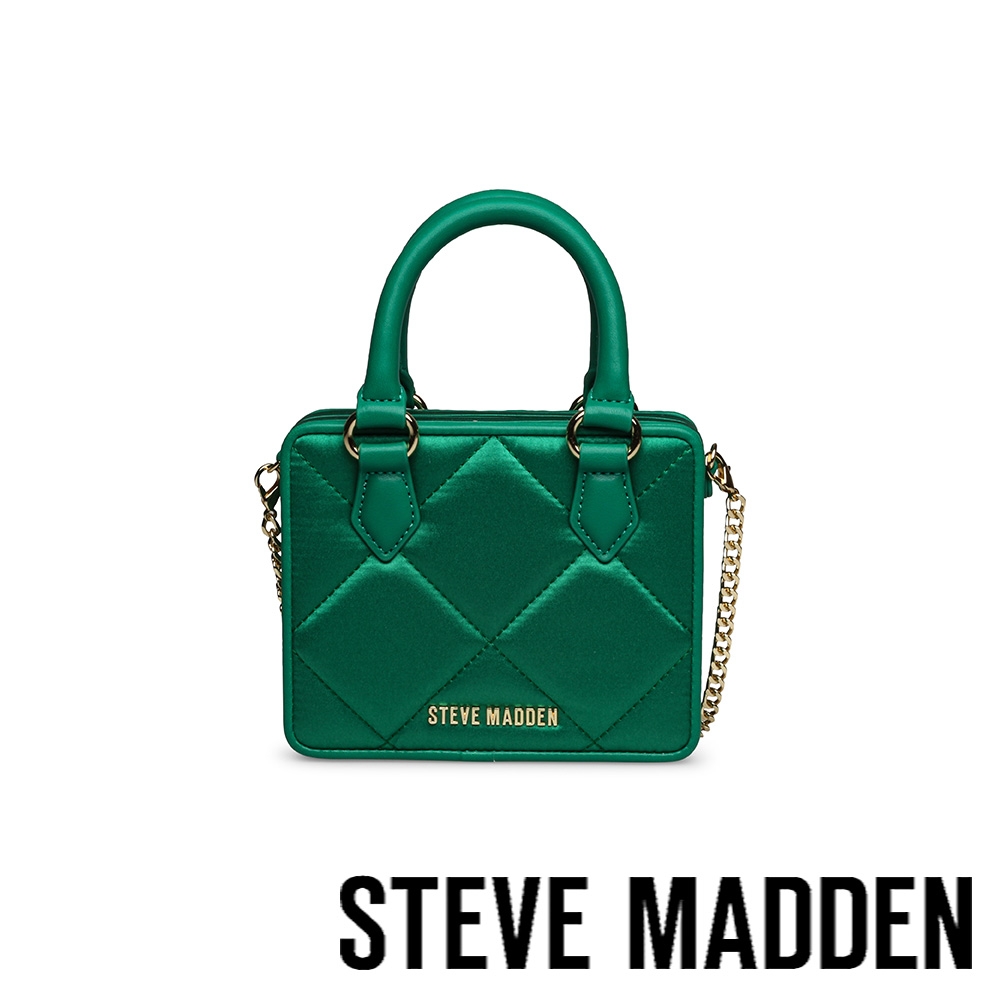 STEVE MADDEN-BAVAIL 緞面菱格紋磁吸式方型小包-綠色