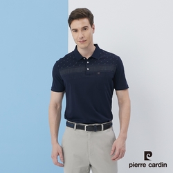 Pierre Cardin皮爾卡登 男裝 定位印花短袖POLO衫-深藍色(5217283-38)