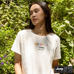 JEEP 女裝 經典LOGO刺繡短袖T恤-白色