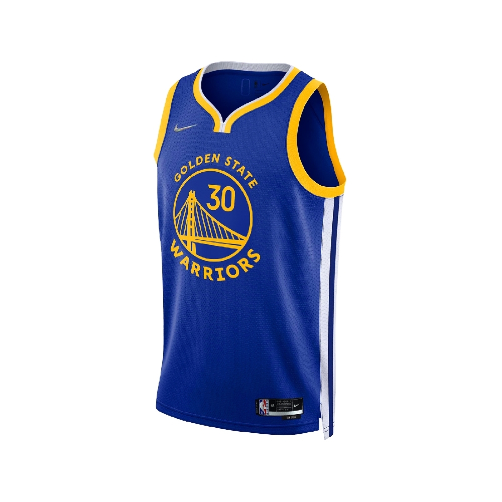 Nike 球衣 Swingman Jersey NBA 男款 金洲 勇士隊 史蒂芬·柯瑞 吸濕排汗 背心 藍黃 DB3572-495