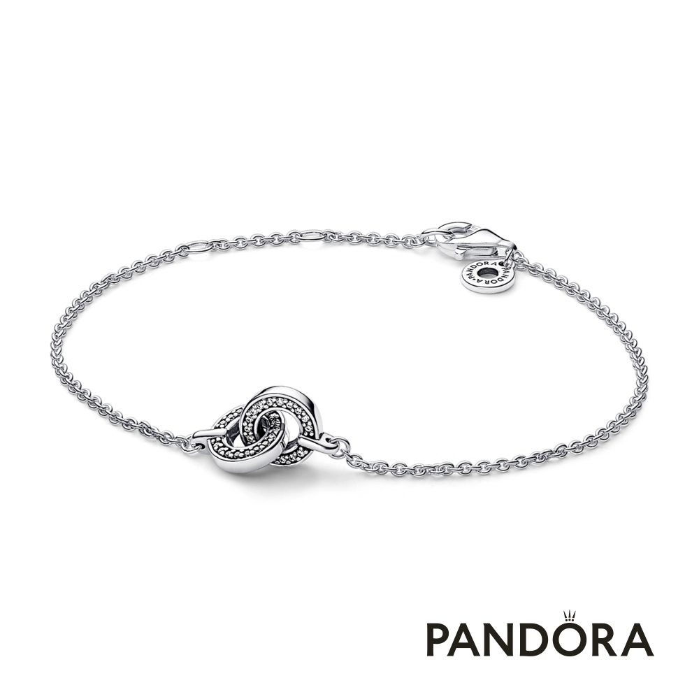 【Pandora官方直營】Pandora Signature Pavé 交織釦環手鏈