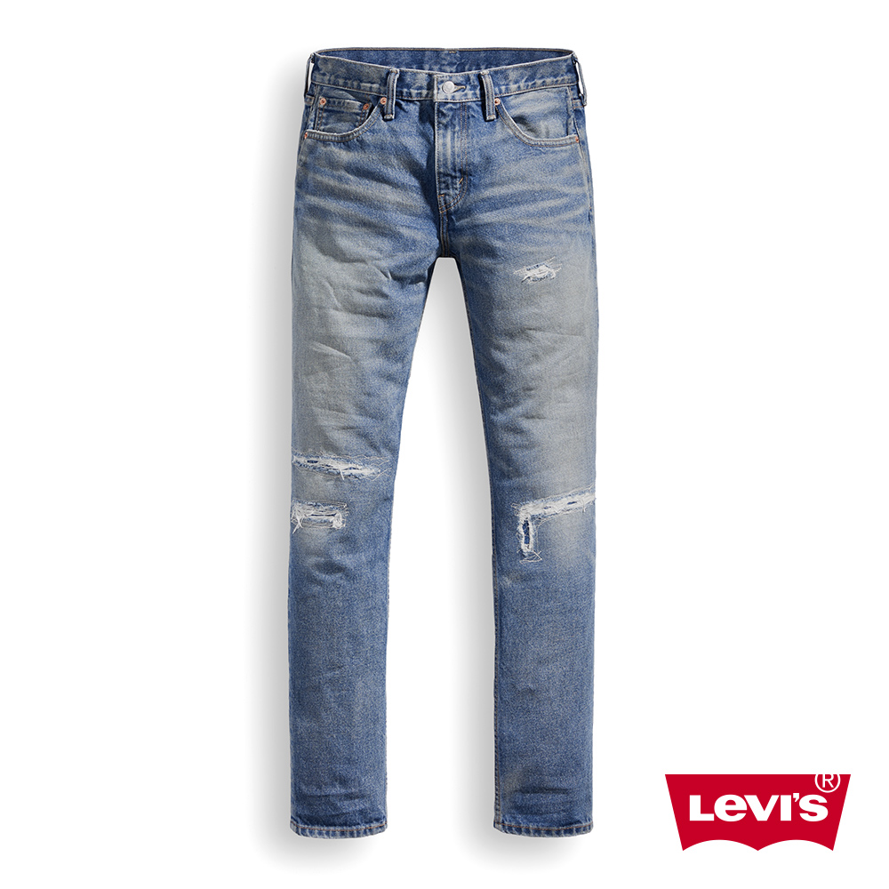 Levis 男款 505C復古直筒小窄管牛仔長褲 硬挺厚磅 破壞補丁