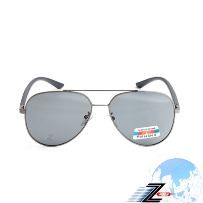 【Z-POLS】金屬復古名牌風格經典線條邊框設計TR90材質 搭Polarized寶麗萊抗UV400偏光黑太陽眼鏡(輕量款)