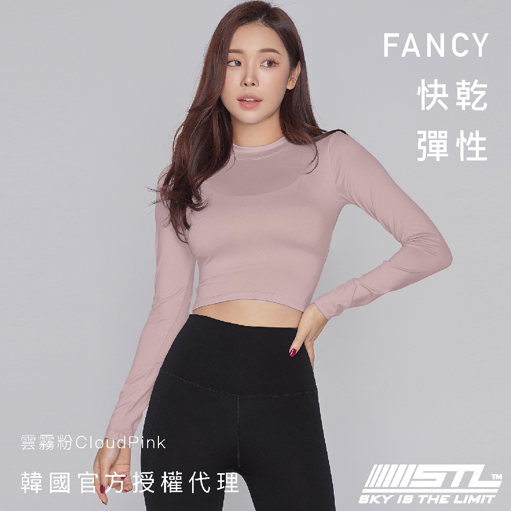 STL yoga FANCY CROP LS 女 韓國 半高領 合身 短版 運動機能 長袖上衣 CloudPink雲霧粉