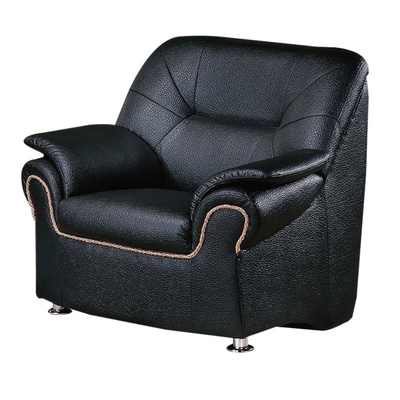 【文創集】蘭斯托 時尚黑透氣柔韌皮革單人座沙發椅-105x84x96cm免組