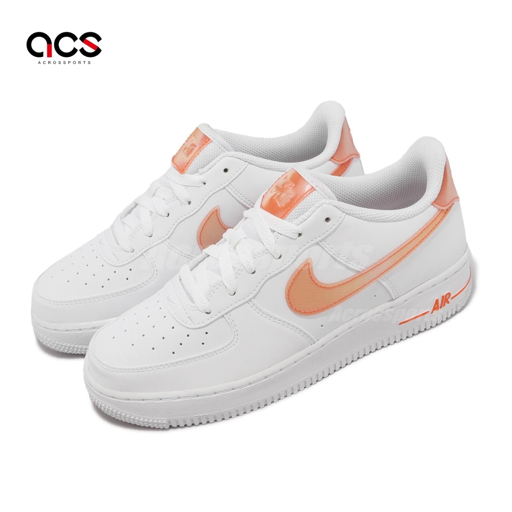 Nike 休閒鞋 Air Force 1 NN KWE 女鞋 大童鞋 白 橘 AF1 皮革 經典 FJ4669-100