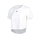 NIKE 女短版T恤-DRI FIT 慢跑 路跑 上衣 訓練 短袖T恤 運動 DD4955-100 白黑 product thumbnail 1