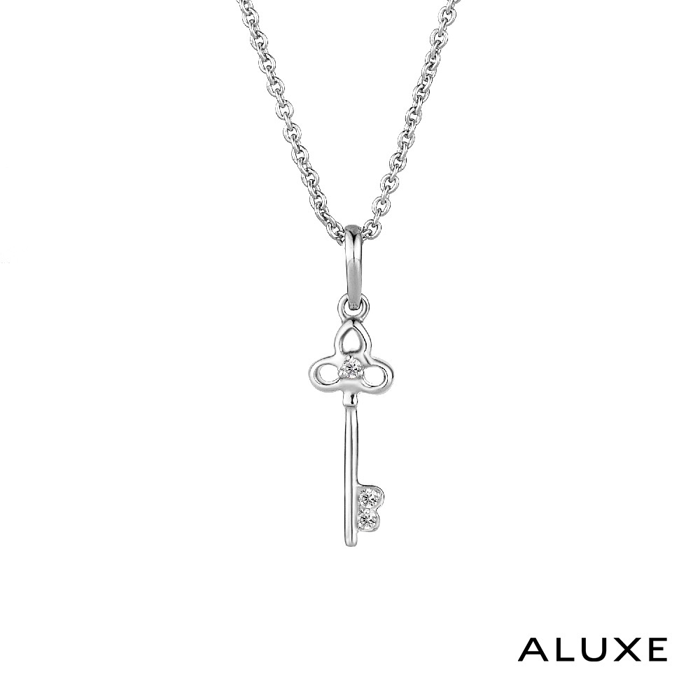 ALUXE 亞立詩 18K金 鑽石項鍊 三葉草之鑰 鑰匙 NN0852