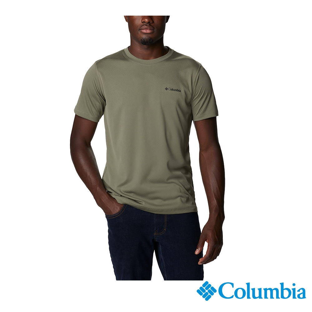 Columbia 哥倫比亞 男款-UPF30涼感快排短袖上衣-軍綠 UAE60840AG / S23
