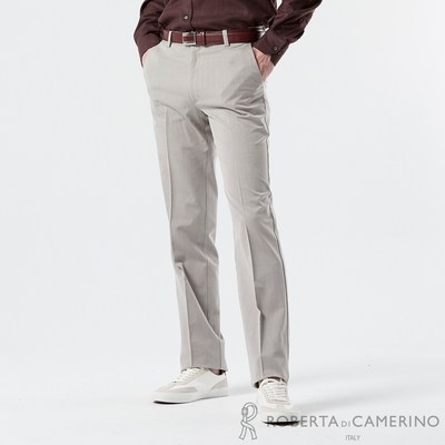 【ROBERTA 諾貝達】男裝 灰色平口休閒褲-時尚年輕剪裁-日本素材 台灣製