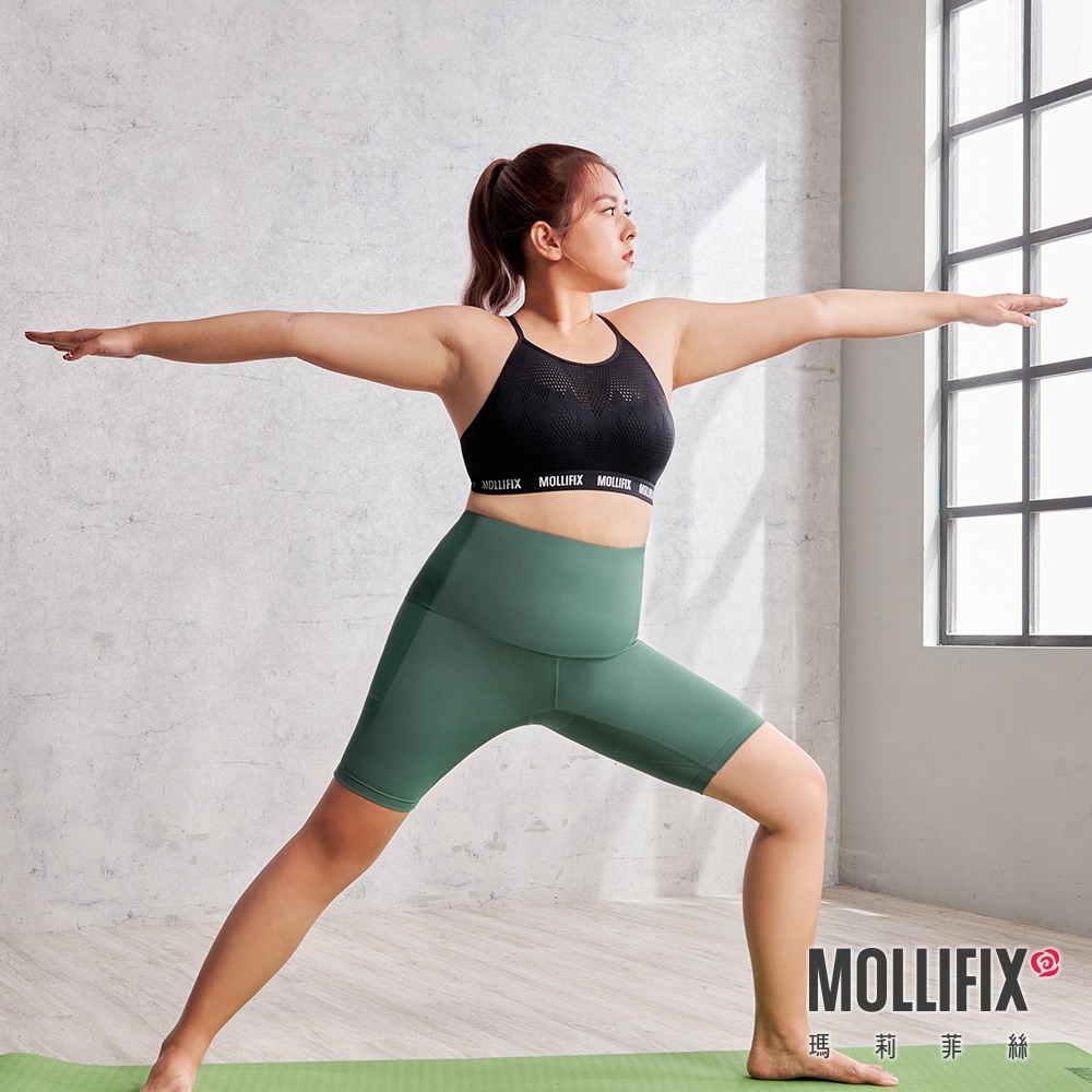 Mollifix 瑪莉菲絲 A++美背細肩帶呼吸BRA (黑)瑜珈服、無鋼圈、開運內衣、暢貨出清