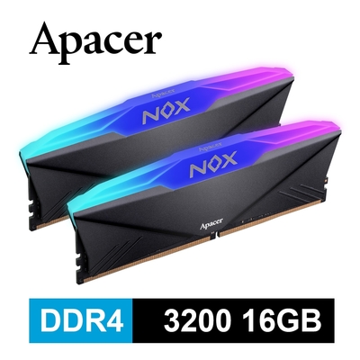 Apacer NOX RGB DDR4 3200 16GB 桌上型RGB發光電競記憶體(8GBx2)