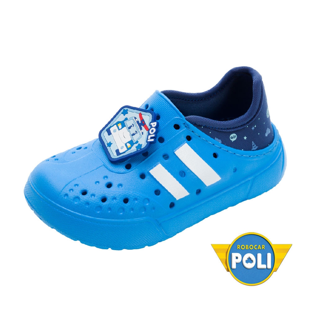 【POLI 波力】角落小夥伴 輕便洞洞鞋/童鞋 兩穿式 輕量 透氣 速乾 正版台灣製(POKG21406藍色)