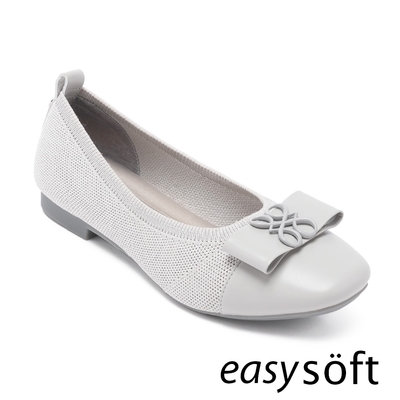 Easy-Spirit-FICO 彈性織布方頭娃娃鞋-灰色