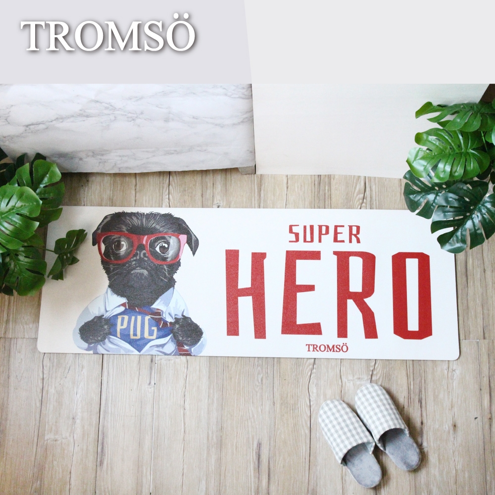 TROMSO廚房防油皮革地墊-K334小墨犬英雄(買一送一加碼再送香氛包)