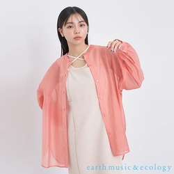 earth music  透明感落肩蓬袖剪裁襯衫