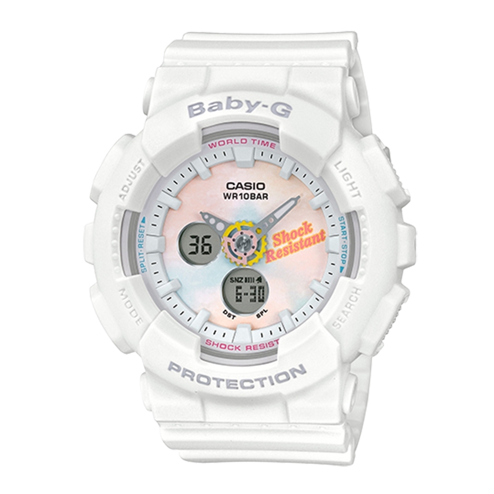 CASIO 卡西歐BABY-G夏日紮染圖紋系列-白(BA-120T-7A)