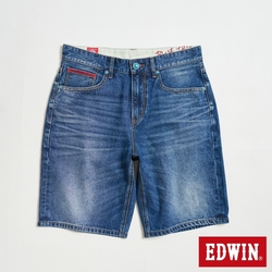 EDWIN BLUE TRIP系列 紅袋花丹寧短褲-男-酵洗藍