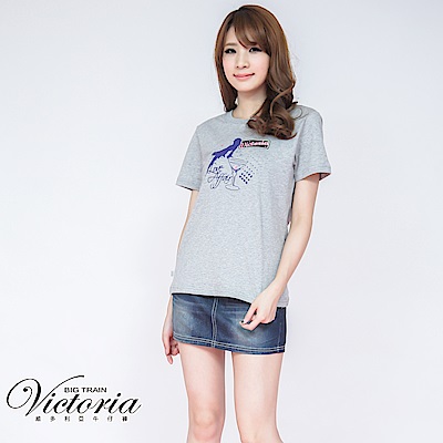 Victoria 天絲棉繡花牛仔短裙-女-深藍