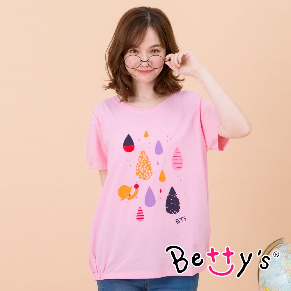 betty’s貝蒂思　微透膚彩色印花T-shirt (粉色)