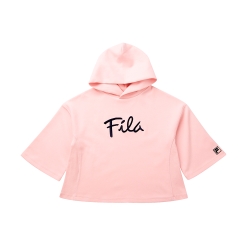 FILA KIDS #肆意極線 女童7分袖連帽T恤-粉 5TET-8423-