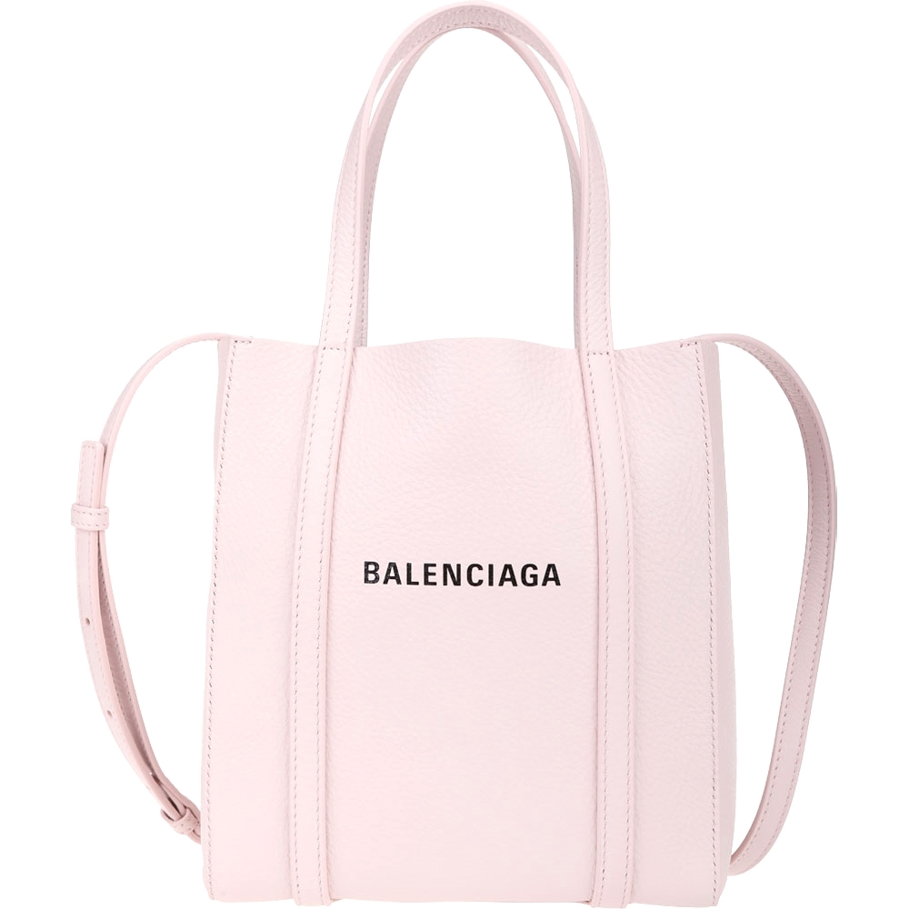 BALENCIAGA Everyday 品牌字母小牛皮小型兩用托特包(粉色)