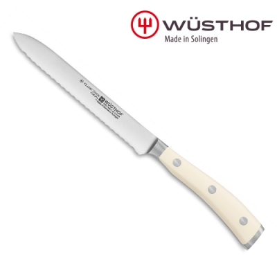 WUSTHOF 德國三叉 CLASSIC IKON_cream 12cm 香腸刀(鋸齒刀)