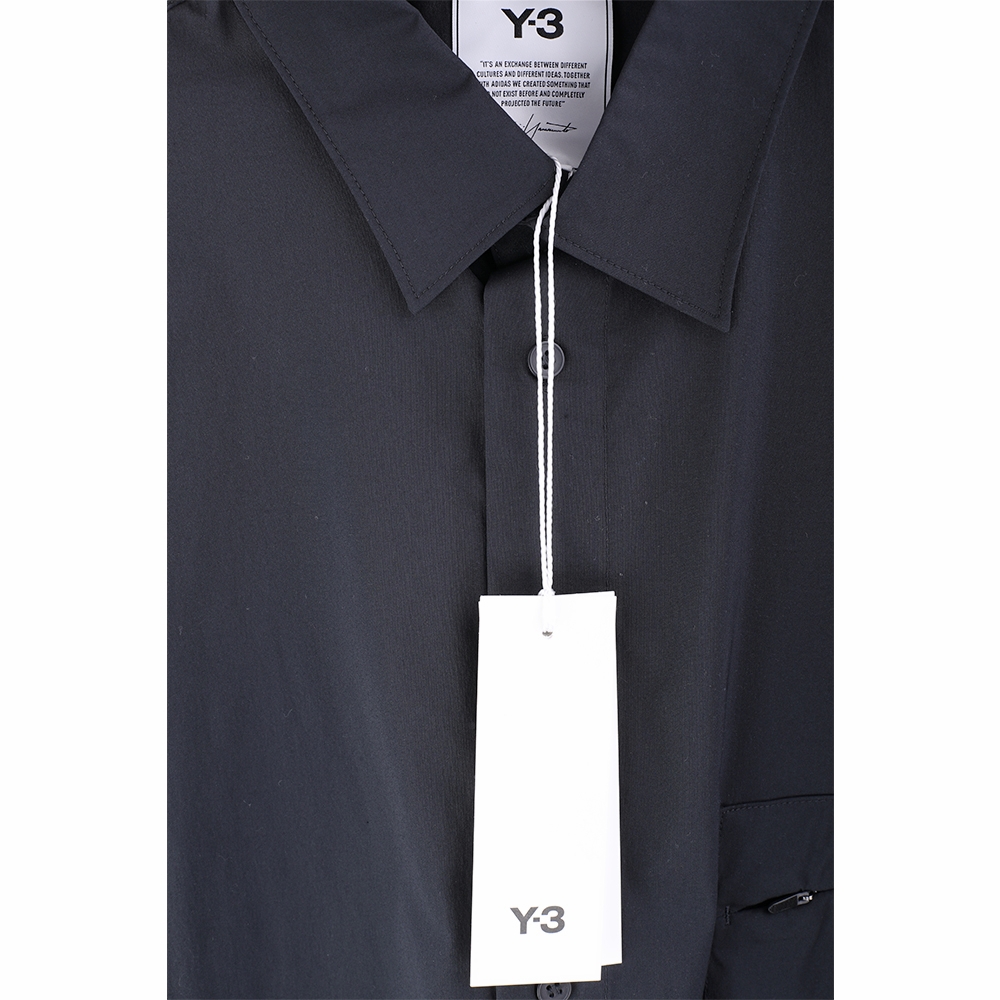 Y-3 拉鍊口袋棉混紡黑色寬鬆版長袖襯衫(男款) | 精品服飾/鞋子| Yahoo