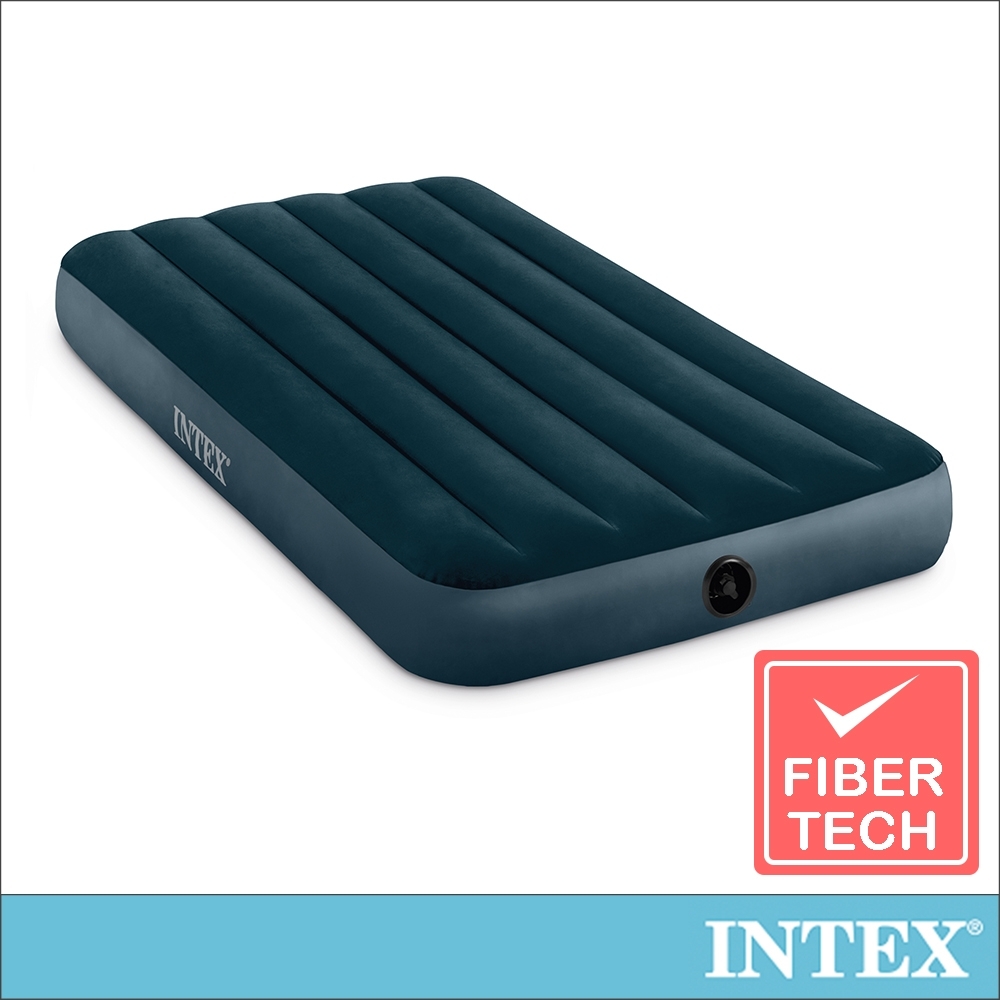 INTEX經典單人加大(fiber-tech)充氣床墊(綠絨)-寬99cm(64107)
