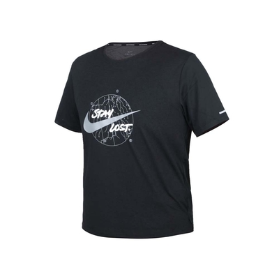 NIKE 男短袖T恤-慢跑 路跑 運動 上衣 DRI-FIT DA0217-010 黑白