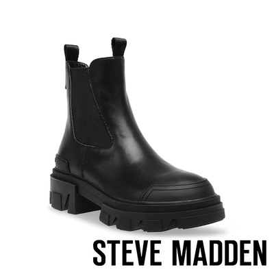 STEVE MADDEN-OH MY 拼接厚底切爾西靴-黑色