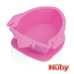Nuby 矽膠餐碗_火箭-粉
