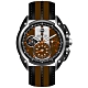 MINI Swiss Watches 石英錶 45mm 咖啡底灰條三眼計時 咖啡黑相間真皮錶帶 product thumbnail 1