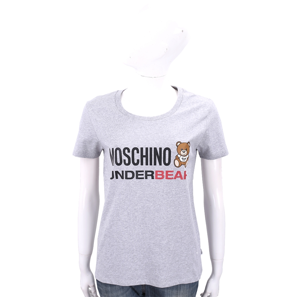MOSCHINO Underbear 字母泰迪熊寶寶灰色棉質T恤