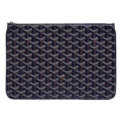 GOYARD Senat PM Pouch塗層帆布LOGO萬用拉鍊拉鍊手拿包(中-深藍)