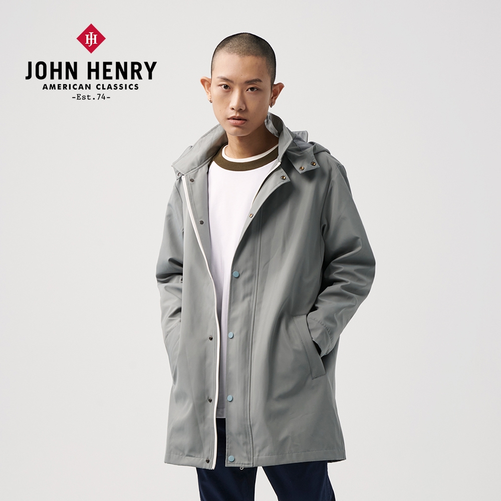 JOHN HENRY 防潑水2way連帽外套-二色 (灰綠)