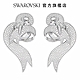 SWAROVSKI 施華洛世奇 Fashion Swan 夾式耳環 非對稱設計, 天鵝, 白色, 鍍白金色 product thumbnail 2