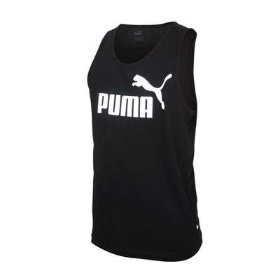 PUMA 男LOGO休閒背心-歐規 無袖上衣 純棉 慢跑 58667001 黑白