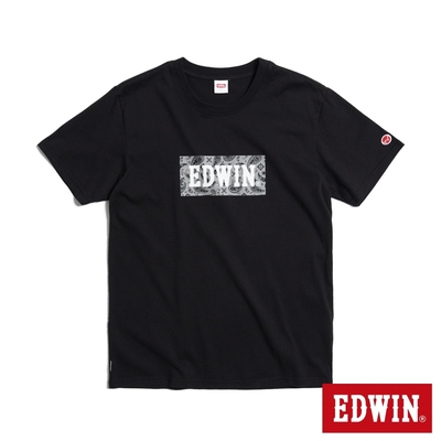 EDWIN 佩斯里紋LOGO短袖T恤-男-黑色