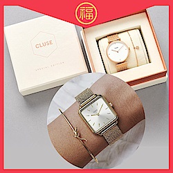 CLUSE 方框腕錶28.5mm+Triomphe 限量腕錶+星星手鍊禮盒33mm