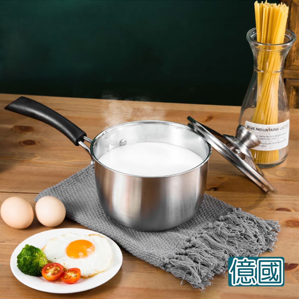 億國鍋具F1445不鏽鋼湯鍋家用加厚電磁爐煲湯鍋通用迷你奶鍋副食品16CM