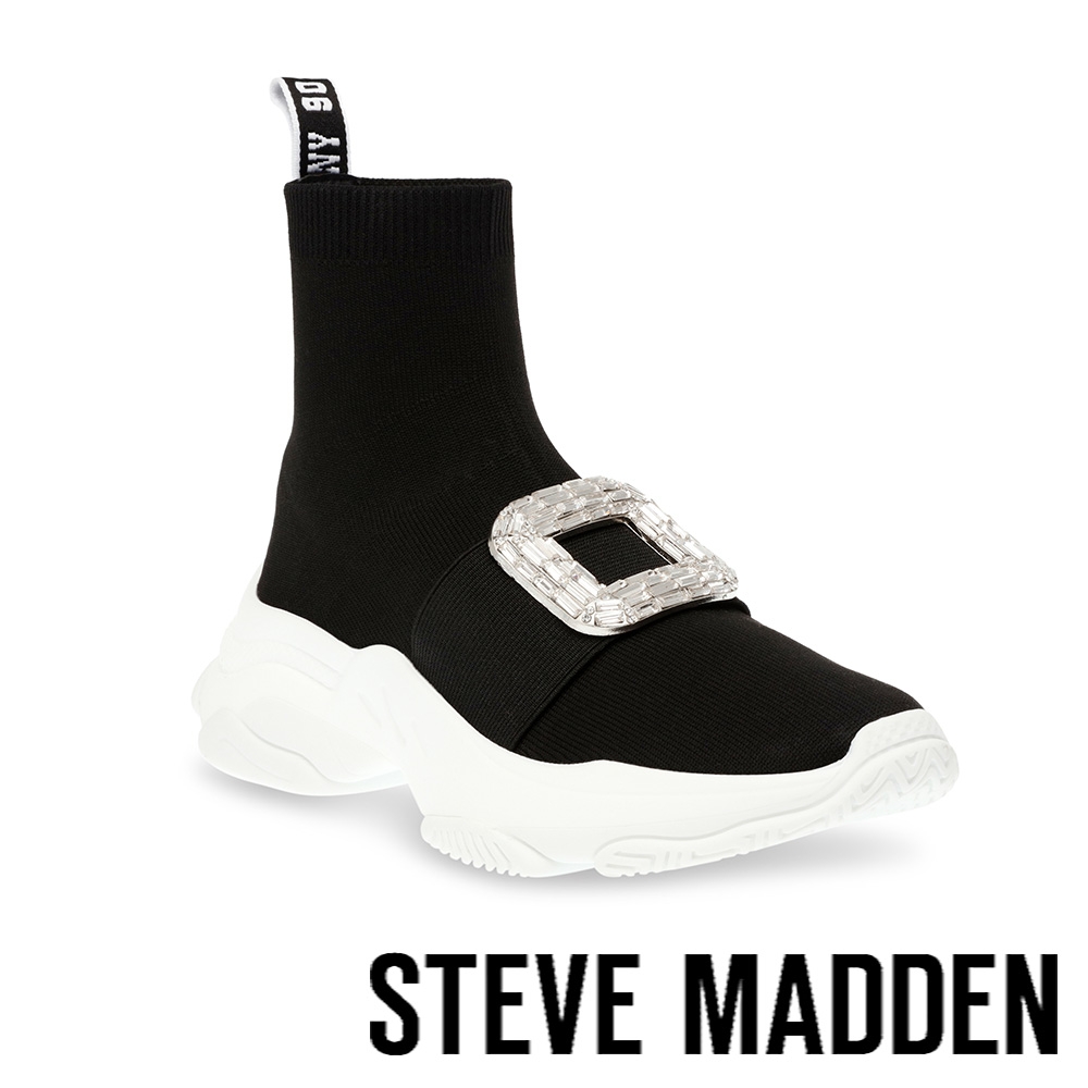 STEVE MADDEN-MARATHONS 方鑽襪套休閒鞋-黑色