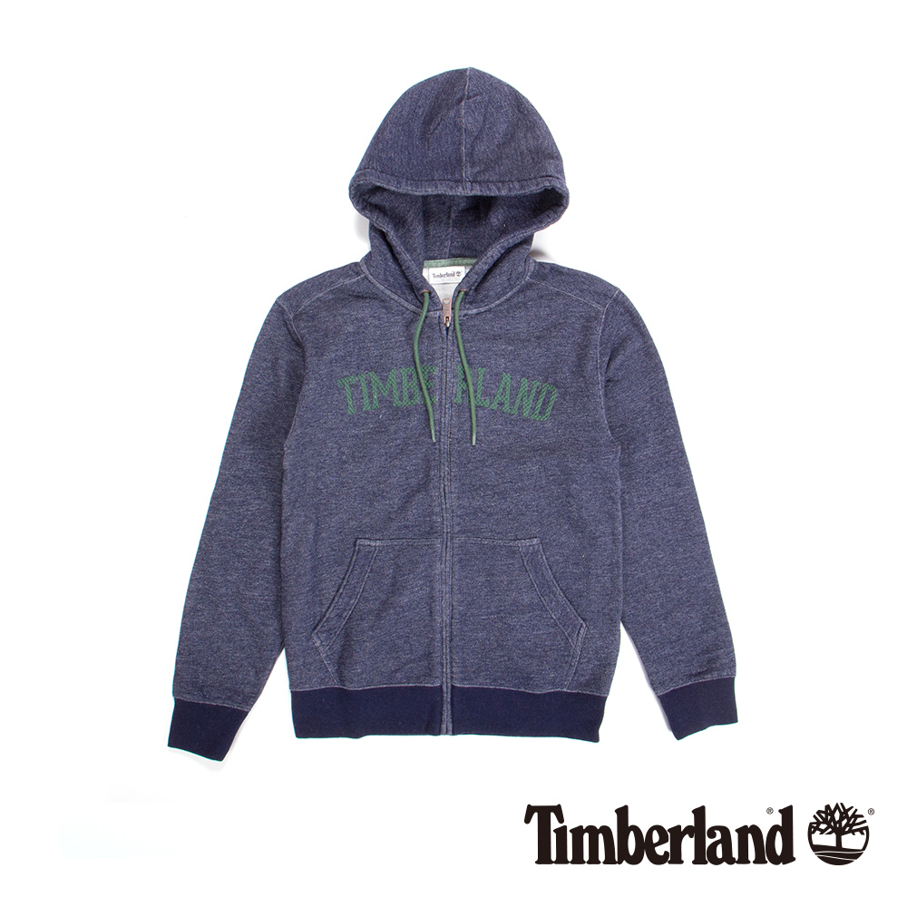 Timberland 男款航海藍拉鍊連帽運動衫 | A1LUJJ39