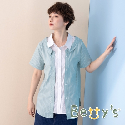 betty’s貝蒂思 假兩件條紋拼接襯衫 (粉綠)