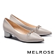 高跟鞋 MELROSE 簡約氣質晶鑽蝴蝶結羊皮尖頭造型粗高跟鞋－杏 product thumbnail 1