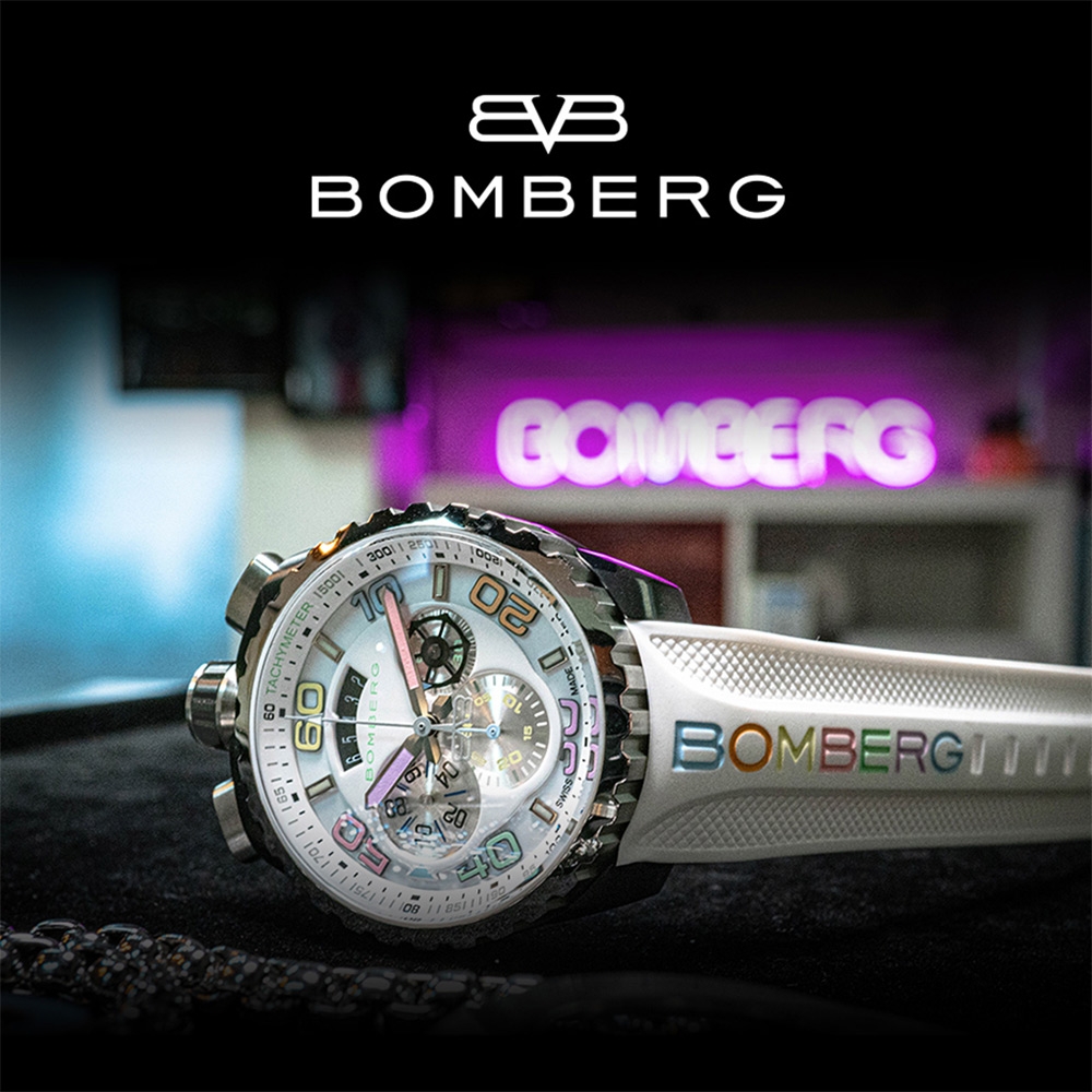 BOMBERG 炸彈錶 BOLT-68 白色霓虹計時手錶(BS45CHSS.049-5.3)